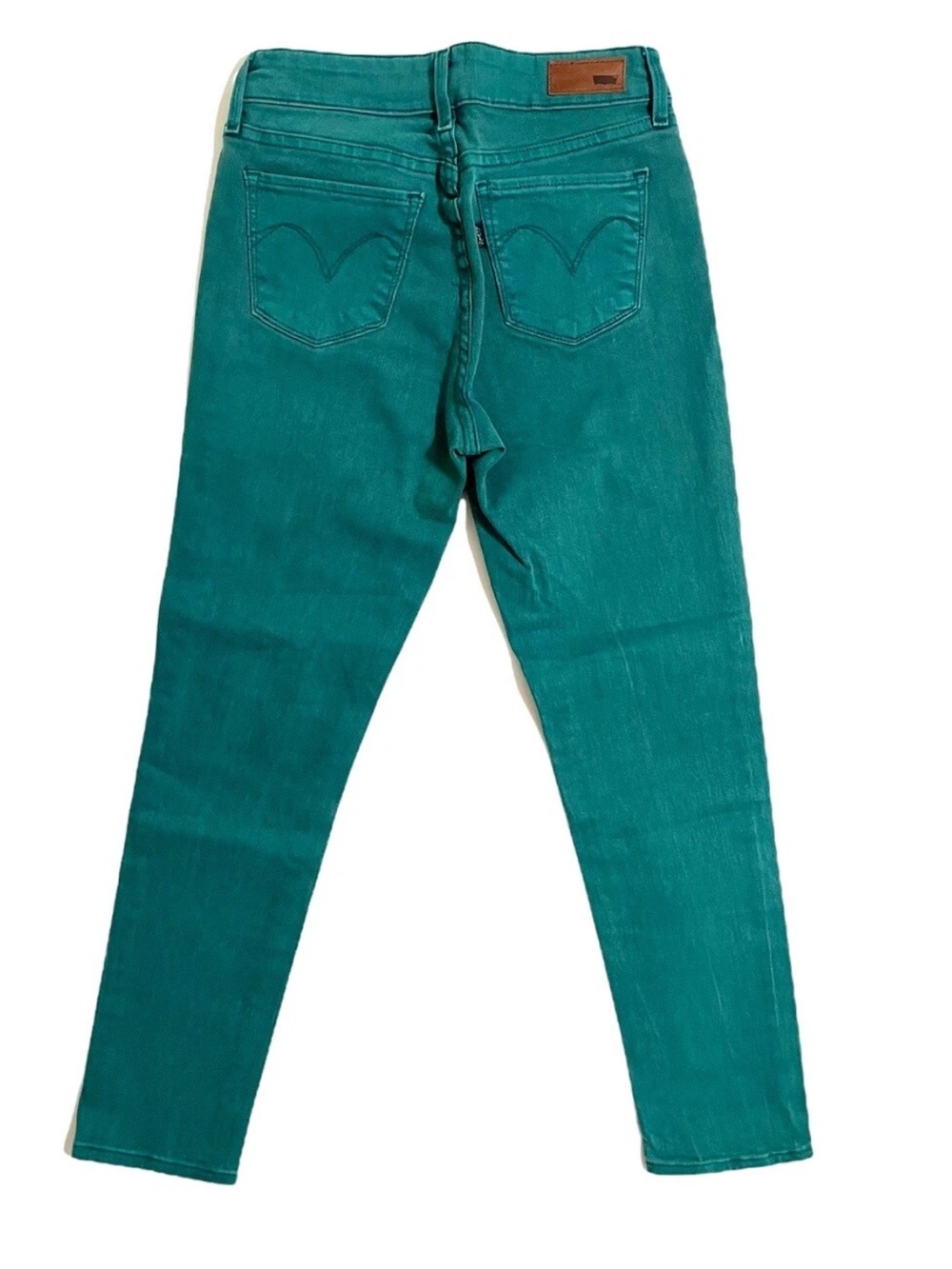 Levi's Demi Curve Skinny Jeans Size 31 Teal Green Cropped Ankle 24" Inseam.